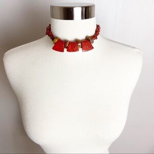 Large Statement Red Jasper Real Stones Necklace